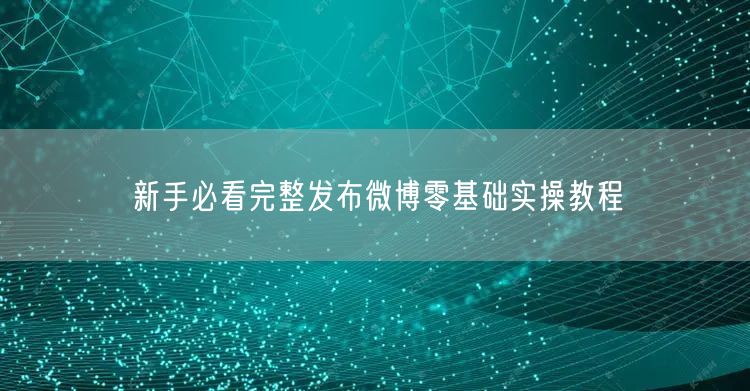 新手必看完整发布微博零基础实操教程
