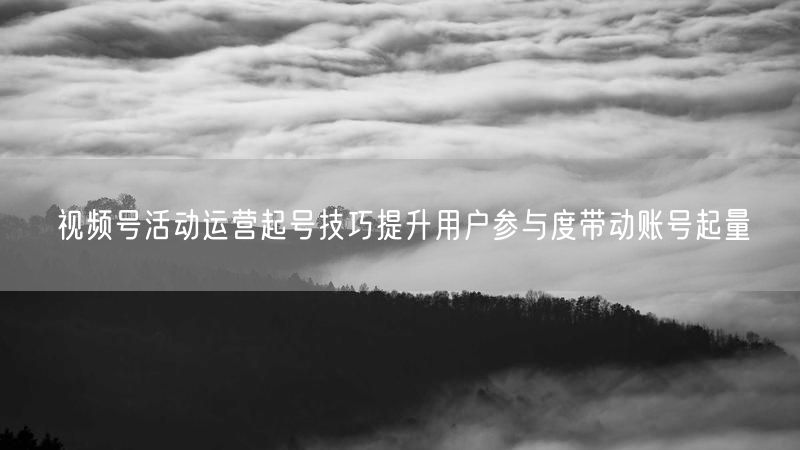 视频号活动运营起号技巧提升用户参与度带动账号起量