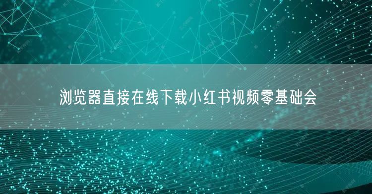 浏览器直接在线下载小红书视频零基础会