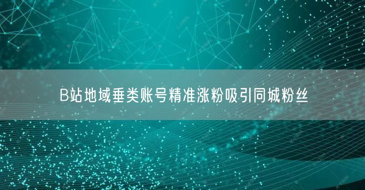B站地域垂类账号精准涨粉吸引同城粉丝